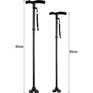 Alternative view of Πτυσσόμενο Μπαστούνι με Περιστρεφόμενο Πέλμα, Φακό LED & Ρύθμιση Ύψους – Trusty Cane