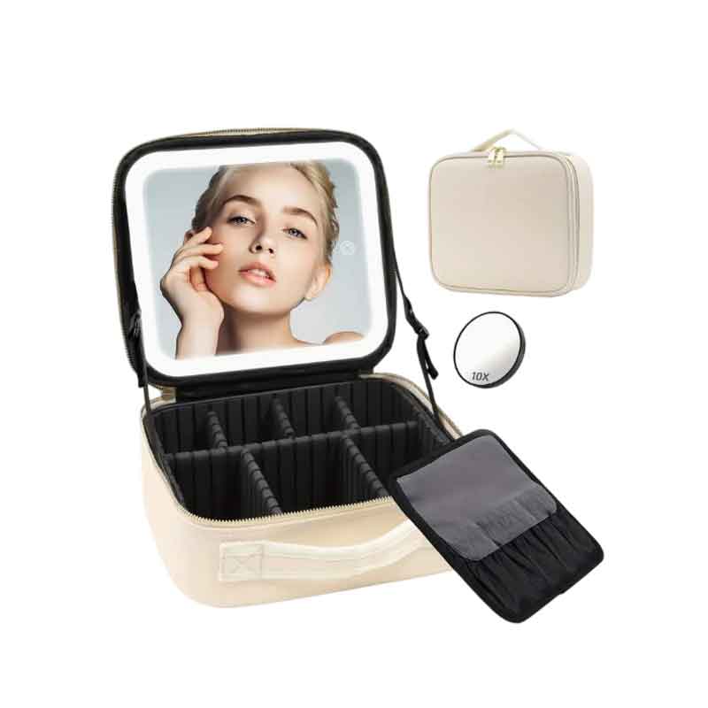 Βαλιτσάκι Μακιγιάζ με Επαναφορτιζόμενο LED Καθρέφτη - Makeup Case with Rechargeable LED Mirror - Image 2