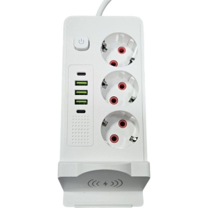 Alternative view of Πολύπριζο με 3 Θέσεις, 5 Θύρες USB και Ασύρματη Φόρτιση - Power Strip with 3 Outlets, 5 USB Ports and Wireless Charging