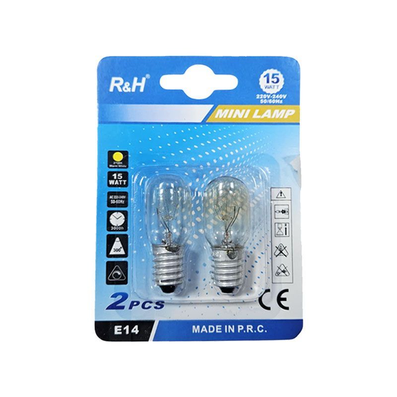 R&H Λάμπες Φούρνου E14 15W 300° Σετ 2 Τεμαχίων Mini Lamp - Oven Bulbs E14 15W 300° Set of 2 Pieces