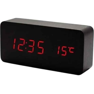 Ξύλινο Ψηφιακό Ρολόι LED με Θερμόμετρο VST-862 – LED Wooden Clock with Temperature Display