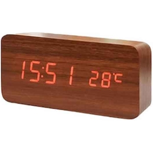 Alternative view of Ξύλινο Ψηφιακό Ρολόι LED με Θερμόμετρο VST-862 – LED Wooden Clock with Temperature Display