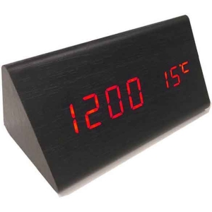 Ξύλινο Ψηφιακό Ρολόι LED με Θερμόμετρο VST-861 – LED Wooden Clock with Temperature Display
