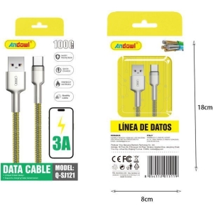 Alternative view of Andowl Καλώδιο δεδομένων USB σε Type-c 3A 1M Q-SJ121 - Data Cable
