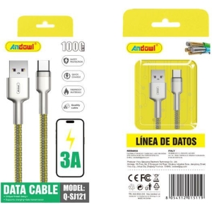 Andowl Καλώδιο δεδομένων USB σε Type-c 3A 1M Q-SJ121 - Data Cable