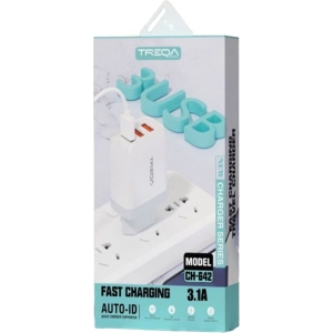 Treqa Γρήγορος φορτιστής με καλώδιο δεδομένων Type-C 3.1Α Auto-ID CH-642 - Fast Charger Auto-ID Type-C