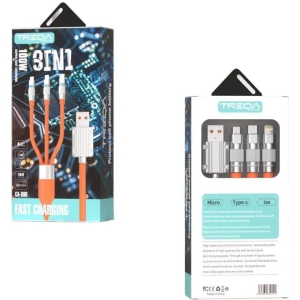 Treqa Καλώδια δεδομένων για γρήγορη φόρτιση 100W 3σε1 CA-880 - Super fast data cables 3in1 fast charging