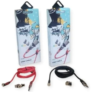 Treqa CA-847 Μαγνητικό Καλώδιο Φόρτισης 3.4A  180° 3 σε 1 Lightning - USB-C - MicroUSB 1m - Magnetic 3 in 1 Cable Type C. Lighting And V8 3.4A