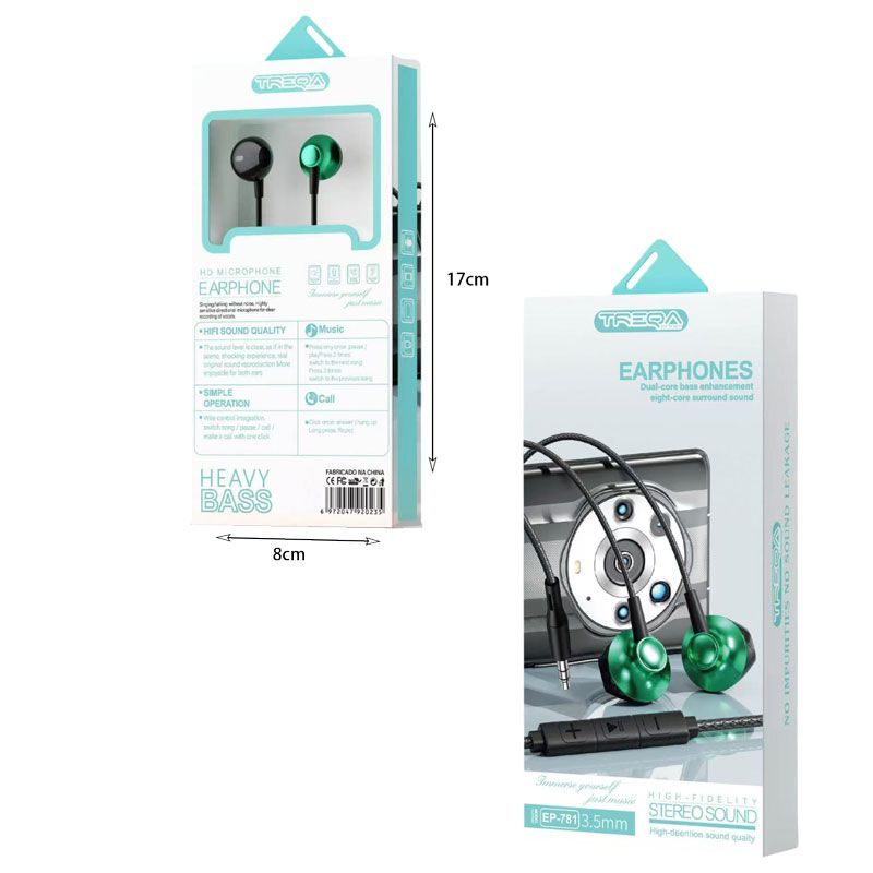 Treqa Ενσύρματα Ακουστικά 3.5mm EP-781 - Stereo Sound Earphones - Image 2