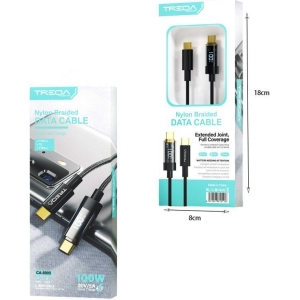 Alternative view of Treqa Kαλώδιο δεδομένων Type-C σε Type-C 20V/5A 100W CA-8905 - Fast Charging Data Cable