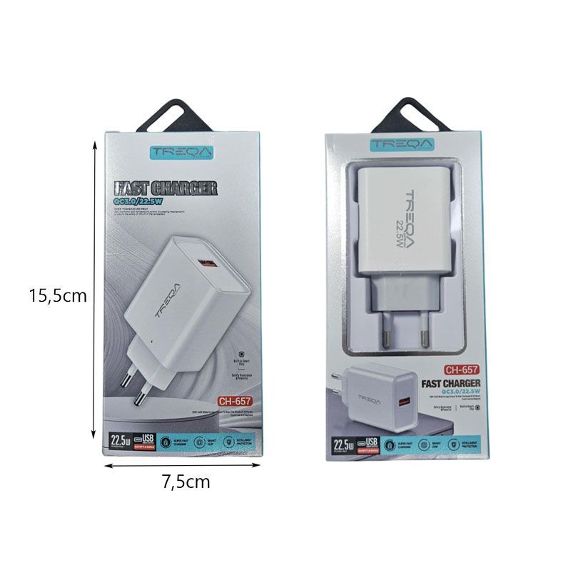 Treqa Φορτιστής Γρήγορης Φόρτισης 22.5W CH-657 - Fast Charger - Image 2