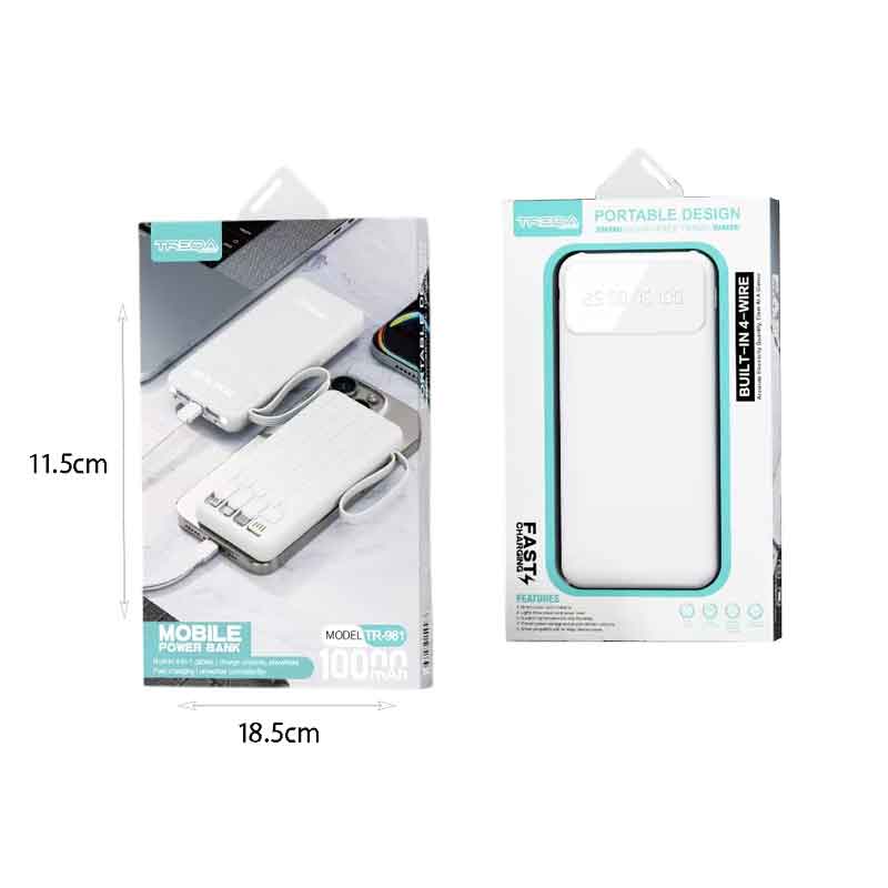 Treqa Power Bank Φορητός Φορτιστής 10000mAh με Ενσωματωμένα Καλώδια TR-981 - Mobile Power Bank 10000mAh with Built-in Cables - Image 2
