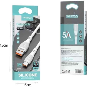 Alternative view of Treqa Καλώδιο Φόρτισης και Δεδομένων USB σε Type-C 5A Σιλικόνης 1m– USB to Type-C 5A Silicone Data Cable