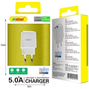 Alternative view of Andowl Φορτιστής Χωρίς Καλώδιο με 2 Θύρες USB/Type-C 20W 5.0A Q-PD15 - Fast charger