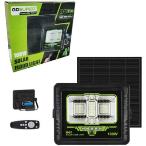 GDSuper Ηλιακός προβολέας τοίχου με τηλεχειριστήριο 100W GD-100L – Solar flood light