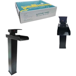 Sanitary Wares Μαύρη Μπαταρία Νιπτήρα με Ρουξούνι Καταρράκτη - Black Basin Faucet with Waterfall Spout