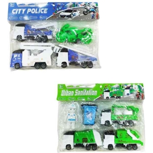 Παιδικο Set Με Αστυνομικά Οχήματα Και Αστικής Υγιεινής - City Police And Urban Sanitation