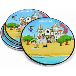 Alternative view of Σετ Σουβέρ Ελλάδα Παραλία Στρογγυλά - Greece Paralia Round Coasters