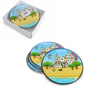 Σετ Σουβέρ Ελλάδα Παραλία Στρογγυλά - Greece Paralia Round Coasters
