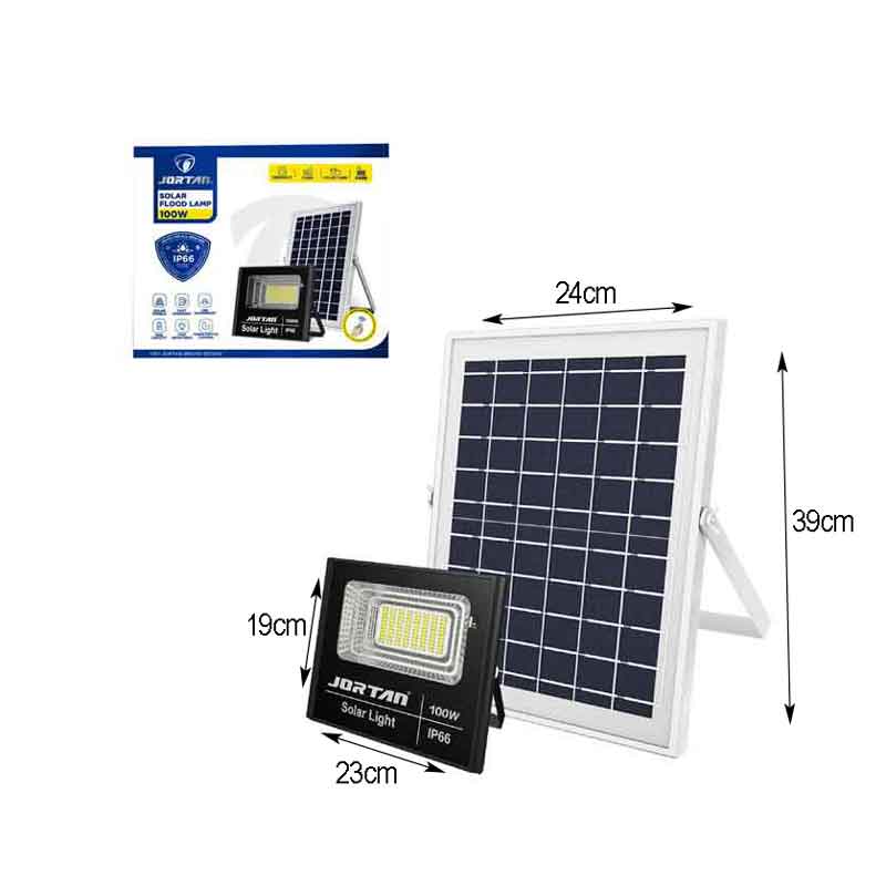 Jortan Ηλιακός Προβολέας Με Τηλεχειριστήριο LED 100W IP66- Solar Flood Lamp - Image 4