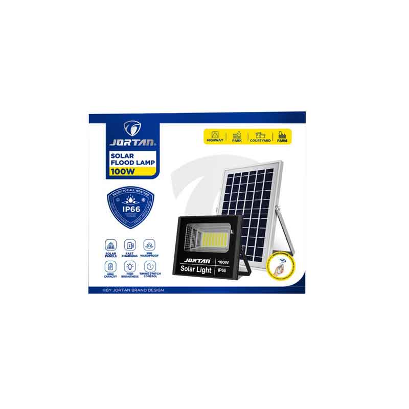 Jortan Ηλιακός Προβολέας Με Τηλεχειριστήριο LED 100W IP66- Solar Flood Lamp - Image 3