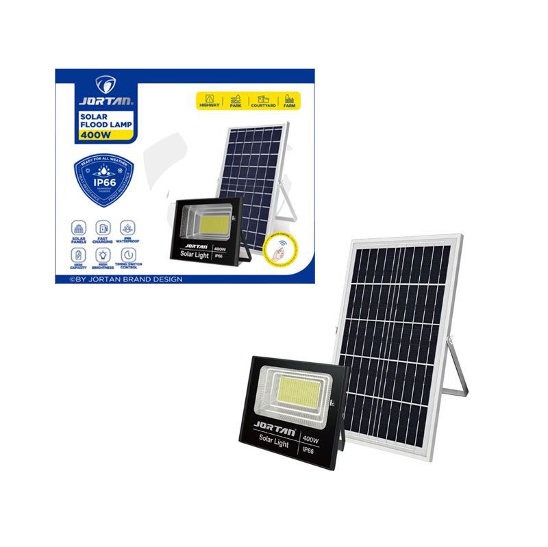 Jortan Ηλιακός Προβολέας Με Τηλεχειριστήριο LED 400W IP66- Solar Flood Lamp