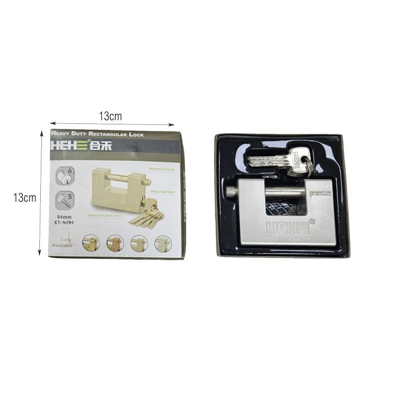 HEHE Λουκέτο με 5 Κλειδιά 94mm - Heavy Duty Rectangular Lock - Image 4