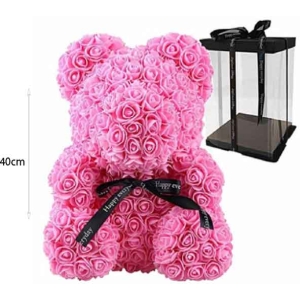 Alternative view of Αρκουδάκι από Τεχνητά Τριαντάφυλλα Ροζ 35cm - Teddy Bear Made of Artificial Roses Pink 35cm