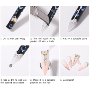 Alternative view of Στυλό Τοποθέτησης Στρας Νυχιών 12τμχ - Rhinestone Picker Wax Pen 12pcs