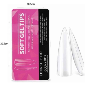 Alternative view of Κασετίνα μαλακά τεχνητά νύχια 12 μεγέθοι 600τμχ – Extra Long Full Cover Nail Tips Clear Soft Gel Tips 600pcs