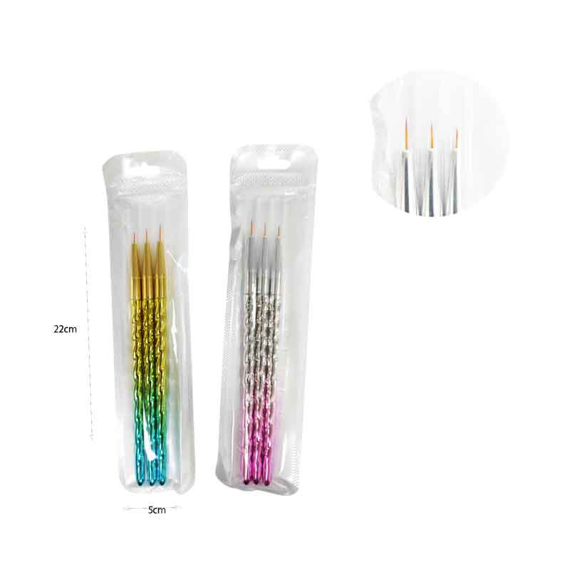 Σετ Πινέλα Νυχιών 3 Τεμαχίων για Nail Art – Nail Art Brush Set 3pcs - Image 2