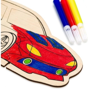 Alternative view of Ξύλινο σετ ζωγραφικής για παιδιά αυτοκίνητο - Wooden painting set for children