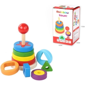 Παιδική ξύλινη πολύχρωμη πυραμίδα - Rainbow Tower