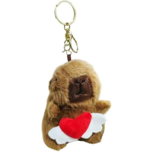 Λούτρινο Μπρελόκ Καπιμπάρα με Καρδιά 12cm – Plush Capybara Keychain with Heart