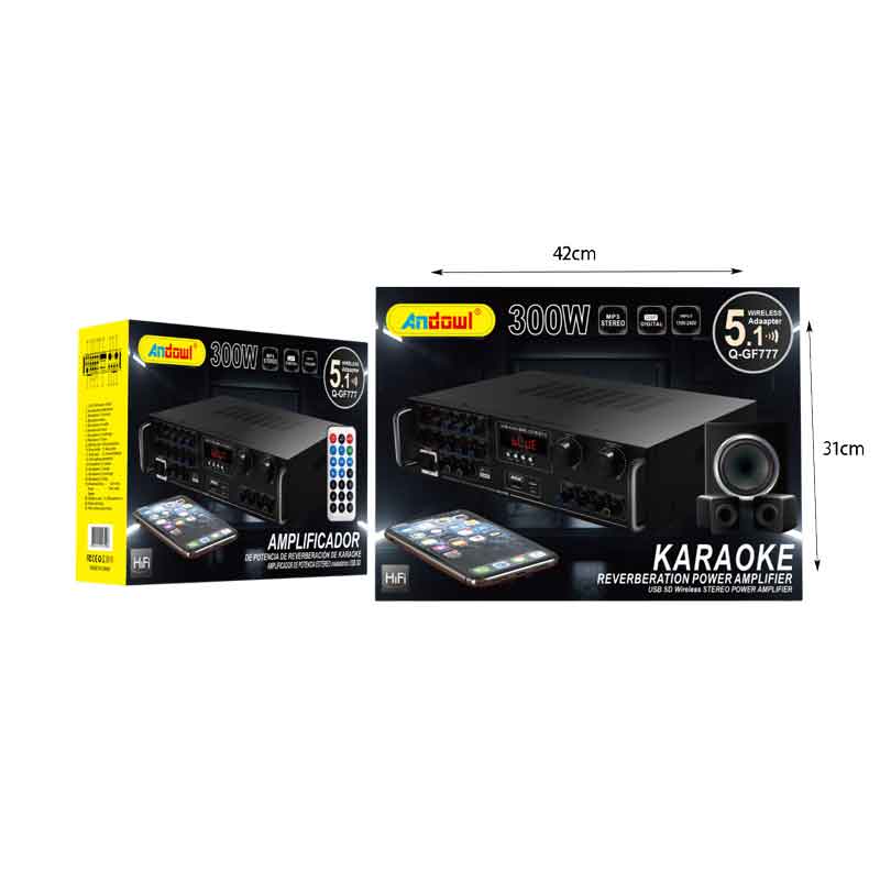 Andowl Ενισχυτής Ήχου Karaoke με USB/SD, Bluetooth & DSP – 300W Stereo Q-GF777 - Karaoke Reverberation Power Amplifier - Image 2