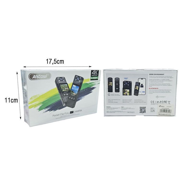 Andowl Φορητή Κάμερα Clip Full HD με Οθόνη Q-SA01- Pocket Clip Full HD Camera - Image 2