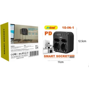 Alternative view of Andowl Πολύπριζο Smart Socket 10 σε 1 με 2 Πρίζες & 8 Θύρες USB 3500W Q-PX230 - Smart Socket