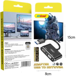 Alternative view of Andowl Αντάπτορας USB σε HDMI/VGA 4K HDR – USB to HDMI/VGA 4K HDR Adapter