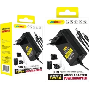 Andowl Universal Τροφοδοτικό 3 σε 1 AC230 σε DC12v 5Amp Q-DC9011 - AC/DC Power Adapter