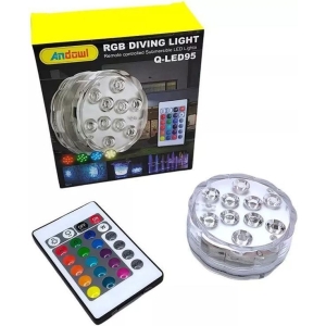 Andowl Φως Αδιάβροχο 10 LED RGB με Χειριστήριο Q-LED95 - LED RGB Diving Light