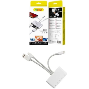 Andowl 5 σε 1 Lightning+Type C+USB A Card Reader με 3 Καλώδια Andowl Q-Z09 - 3-wire  5 in 1 card reader Q-Z09