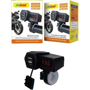 Andowl Φορτιστής Μοτοσυκλέτας με Θύρες 2xUSB CD-3311 - Motorcycle Phone Charging Cigarette Lighter