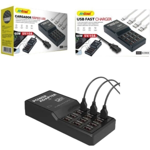 Andowl Βάση Φόρτισης με 12 Θύρες USB-A 60W σε Μαύρο χρώμα Q-CD630 - USB Fast Charger