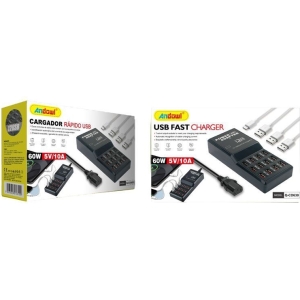 Alternative view of Andowl Βάση Φόρτισης με 12 Θύρες USB-A 60W σε Μαύρο χρώμα Q-CD630 - USB Fast Charger