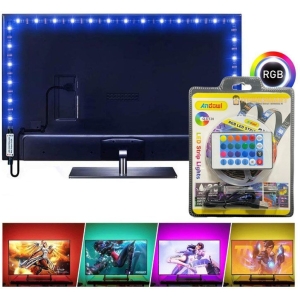 Andowl Ταινία LED Τροφοδοσίας USB (5V) RGB Μήκους 2m Σετ με Τηλεχειριστήριο και Τροφοδοτικό Τύπου SMD5050 Q-DT20 - LED strip lights