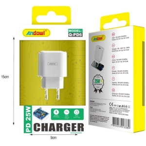 Alternative view of Andowl Φορτιστής Type-C 25W Q-PD6 - Fast Charger