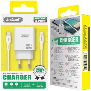 Andowl Φορτιστής με καλώδιο Type-C σε Lightning & θύρα USB-A 25W Q-PD99 - Charger