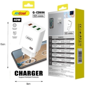 Alternative view of Andowl Φορτιστής με 3 θύρες USB 40W Q-CD696 - Charger