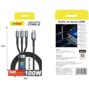 Alternative view of Andowl Καλώδιο Δεδομένων 4σε1 100W 150cm Q-SJ150 - Data Cable