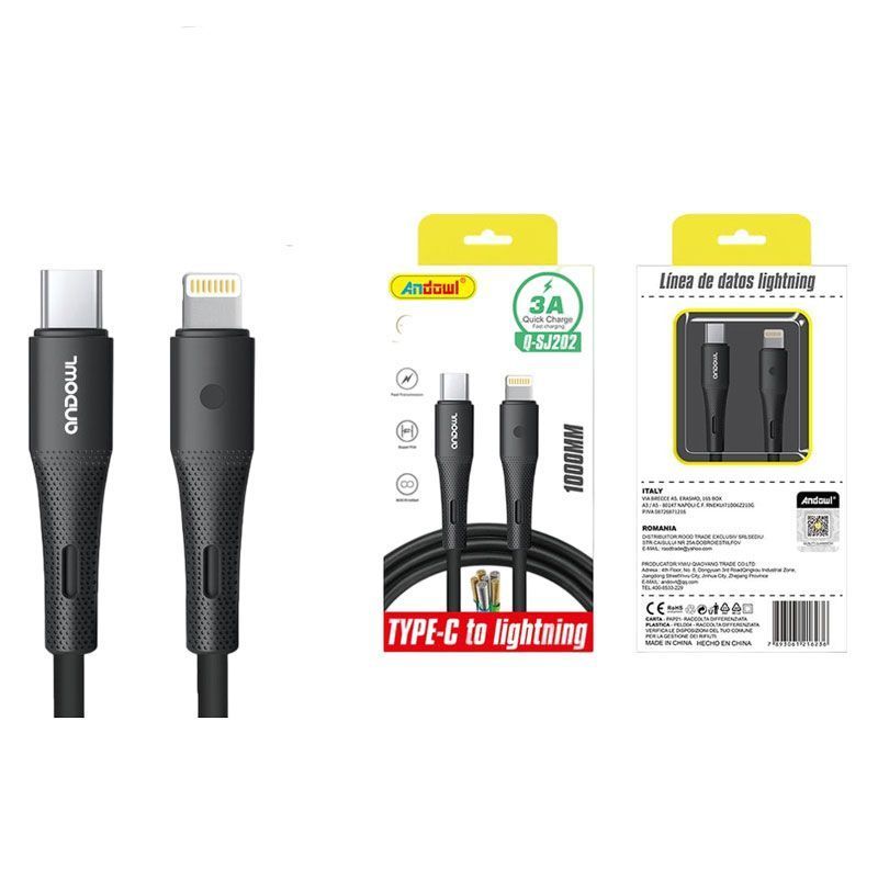 Andowl Καλώδιο Δεδομένων Type-C σε Lightning 1m 3A Q-SJ202 - Data Cable